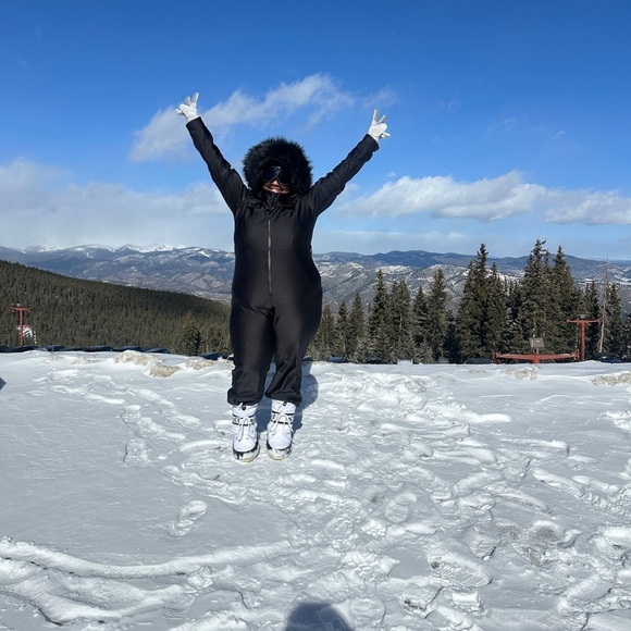 ASOS Plus Size Black Snowsuit w/ Fur Hood - Picture 3 of 5